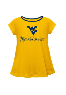 Vive La Fete West Virginia Mountaineers Infant Girls Script Blouse Short Sleeve T-Shirt Gold