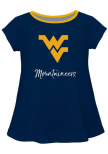 Vive La Fete West Virginia Mountaineers Infant Girls Script Blouse Short Sleeve T-Shirt Blue