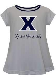 Vive La Fete Xavier Musketeers Infant Girls Script Blouse Short Sleeve T-Shirt Grey