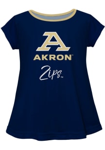 Vive La Fete Akron Zips Toddler Girls Blue Script Blouse Short Sleeve T-Shirt