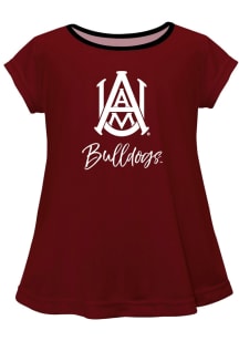 Vive La Fete Alabama A&M Bulldogs Toddler Girls Maroon Script Blouse Short Sleeve T-Shirt