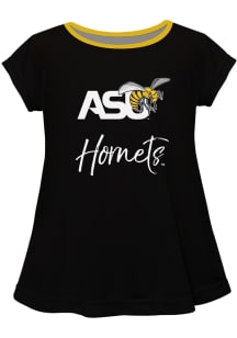 Vive La Fete Alabama State Hornets Toddler Girls Black Script Blouse Short Sleeve T-Shirt