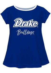 Vive La Fete Drake Bulldogs Toddler Girls Blue Script Blouse Short Sleeve T-Shirt