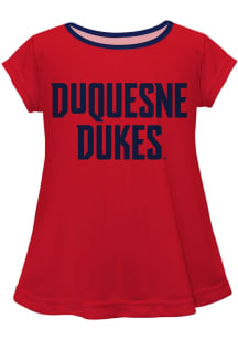 Vive La Fete Duquesne Dukes Toddler Girls Red Script Blouse Short Sleeve T-Shirt