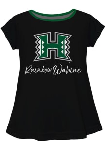 Vive La Fete Hawaii Warriors Toddler Girls Black Script Blouse Short Sleeve T-Shirt