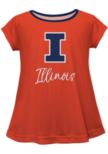 Vive La Fete Illinois Fighting Illini Toddler Girls Orange Script Blouse Short Sleeve T-Shirt
