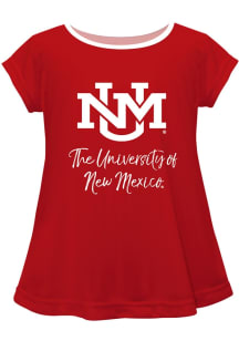 Vive La Fete New Mexico Lobos Toddler Girls Red Script Blouse Short Sleeve T-Shirt