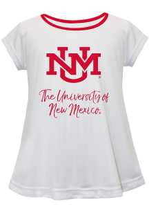 Vive La Fete New Mexico Lobos Toddler Girls White Script Blouse Short Sleeve T-Shirt