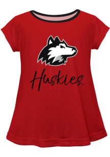 Vive La Fete Northern Illinois Huskies Toddler Girls Red Script Blouse Short Sleeve T-Shirt