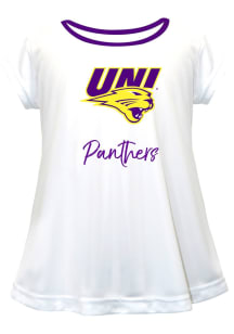 Vive La Fete Northern Iowa Panthers Toddler Girls White Script Blouse Short Sleeve T-Shirt