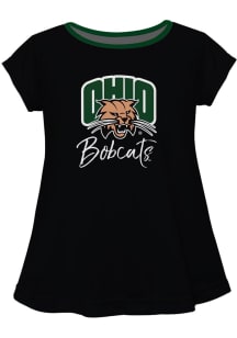Vive La Fete Ohio Bobcats Toddler Girls Black Script Blouse Short Sleeve T-Shirt