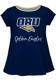 Vive La Fete Oral Roberts Golden Eagles Toddler Girls Navy Blue Script Blouse Short Sleeve T-Shirt