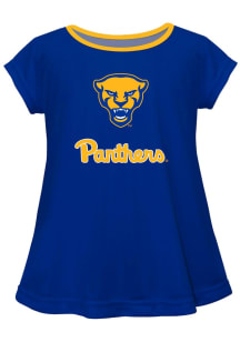 Vive La Fete Pitt Panthers Toddler Girls Blue Script Blouse Short Sleeve T-Shirt