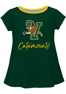 Vive La Fete Vermont Catamounts Toddler Girls Green Script Blouse Short Sleeve T-Shirt