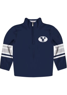 Vive La Fete BYU Cougars Toddler Navy Blue Stripe Long Sleeve Qtr Zip