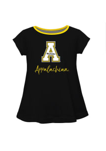 Vive La Fete Appalachian State Mountaineers Girls Black Script Blouse Short Sleeve Tee