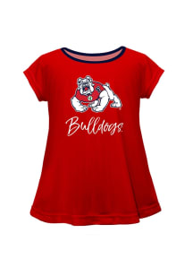 Vive La Fete Fresno State Bulldogs Girls Red Script Blouse Short Sleeve Tee