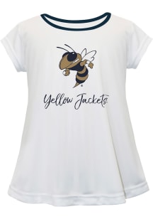 Vive La Fete GA Tech Yellow Jackets Girls White Script Blouse Short Sleeve Tee