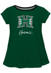 Vive La Fete Hawaii Warriors Girls Green Script Blouse Short Sleeve Tee