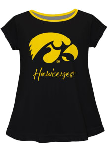 Vive La Fete Iowa Hawkeyes Girls Black Script Blouse Short Sleeve Tee