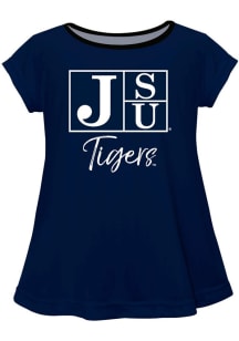 Vive La Fete Jackson State Tigers Girls Navy Blue Script Blouse Short Sleeve Tee