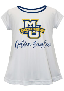 Vive La Fete Marquette Golden Eagles Girls White Script Blouse Short Sleeve Tee