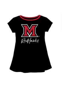 Vive La Fete Miami RedHawks Girls Black Script Blouse Short Sleeve Tee