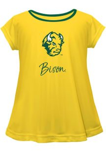 Vive La Fete North Dakota State Bison Girls Yellow Script Blouse Short Sleeve Tee