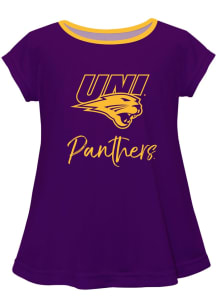 Vive La Fete Northern Iowa Panthers Girls Purple Script Blouse Short Sleeve Tee