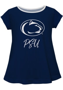 Vive La Fete Penn State Nittany Lions Girls Navy Blue Script Blouse Short Sleeve Tee