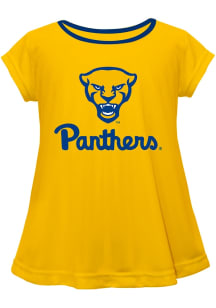 Vive La Fete Pitt Panthers Girls Gold Script Blouse Short Sleeve Tee