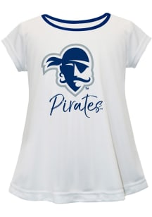 Vive La Fete Seton Hall Pirates Girls White Script Blouse Short Sleeve Tee