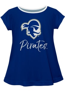 Vive La Fete Seton Hall Pirates Girls Blue Script Blouse Short Sleeve Tee
