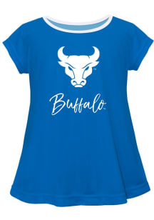 Vive La Fete Buffalo Bulls Girls Blue Script Blouse Short Sleeve Tee