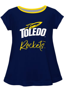 Vive La Fete Toledo Rockets Girls Navy Blue Script Blouse Short Sleeve Tee