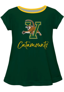 Vive La Fete Vermont Catamounts Girls Green Script Blouse Short Sleeve Tee