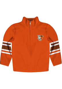 Vive La Fete Bowling Green Falcons Youth Orange Stripe Long Sleeve Quarter Zip Shirt