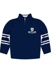 Vive La Fete Butler Bulldogs Youth Navy Blue Stripe Long Sleeve Quarter Zip Shirt