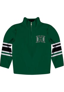 Vive La Fete Hawaii Warriors Youth Green Stripe Long Sleeve Quarter Zip Shirt
