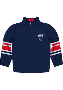 Vive La Fete Howard Bison Youth Navy Blue Stripe Long Sleeve Quarter Zip Shirt