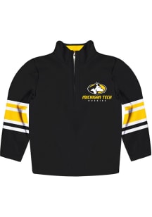 Vive La Fete Michigan Tech Huskies Youth Black Stripe Long Sleeve Quarter Zip Shirt