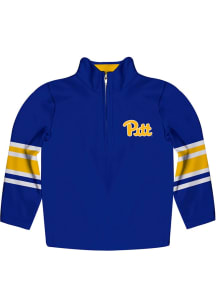 Vive La Fete Pitt Panthers Youth Blue Stripe Long Sleeve Quarter Zip Shirt
