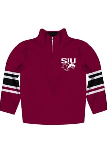 Vive La Fete Southern Illinois Salukis Youth Maroon Stripe Long Sleeve Quarter Zip Shirt