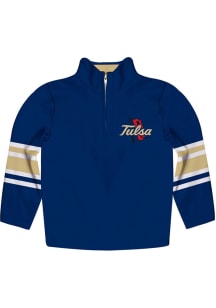Vive La Fete Tulsa Golden Hurricane Youth Blue Stripe Long Sleeve Quarter Zip Shirt