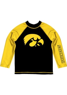 Vive La Fete Iowa Hawkeyes Baby Black Rash Guard Long Sleeve T-Shirt