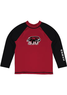 Vive La Fete Saint Josephs Hawks Youth Red Rash Guard Long Sleeve T-Shirt