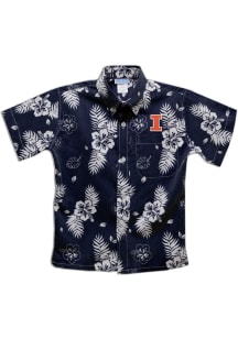 Vive La Fete Illinois Fighting Illini Youth Navy Blue Hawaiian Short Sleeve T-Shirt