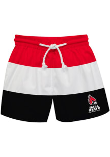 Vive La Fete Ball State Cardinals Baby Red Stripe Swim Trunks