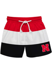 Vive La Fete Nebraska Cornhuskers Toddler Red Stripe Swimwear Swim Trunks