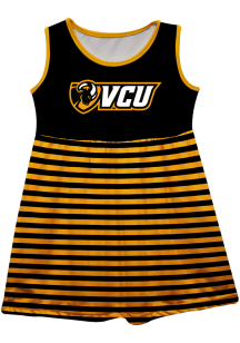 Vive La Fete VCU Rams Baby Girls Black Stripes Short Sleeve Dress